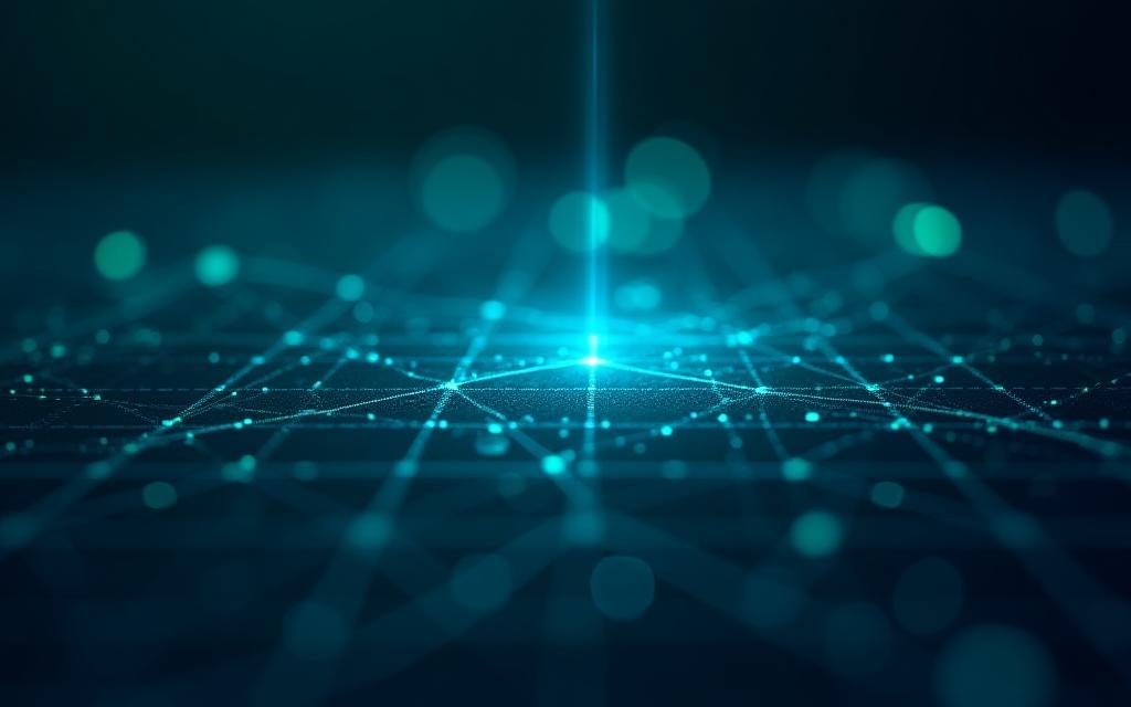 Abstract network image overlaid on an energy grid visualization